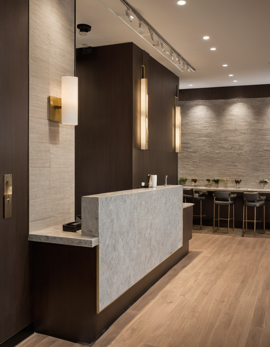 What ADA, egress, and door-clearance rules control a coffee counter handoff shown in a luxury residential interior
