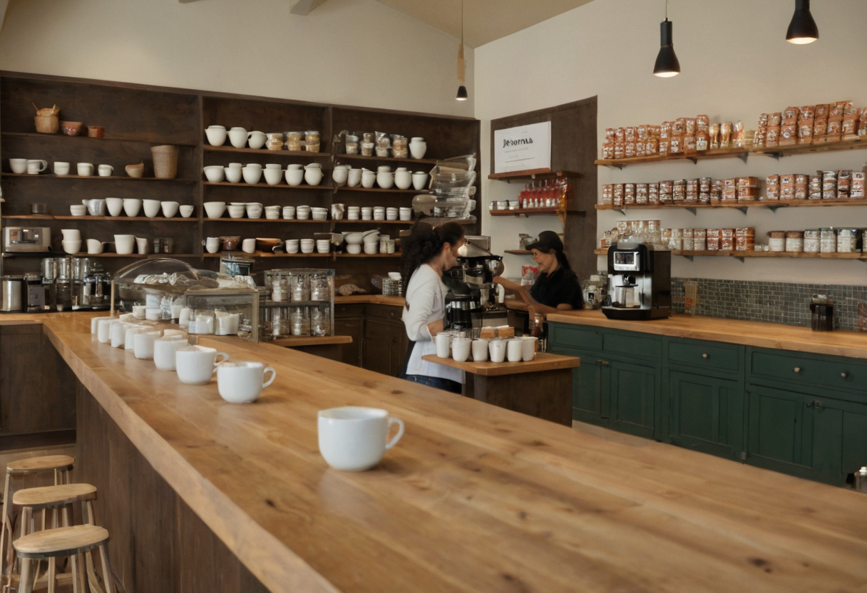 How should mobile orders and drink staging change the coffee bar workflow editorial visual